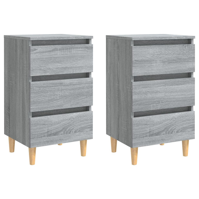 Nachtkastjes 2 st met houten poten 40x35x69 cm grijs sonoma