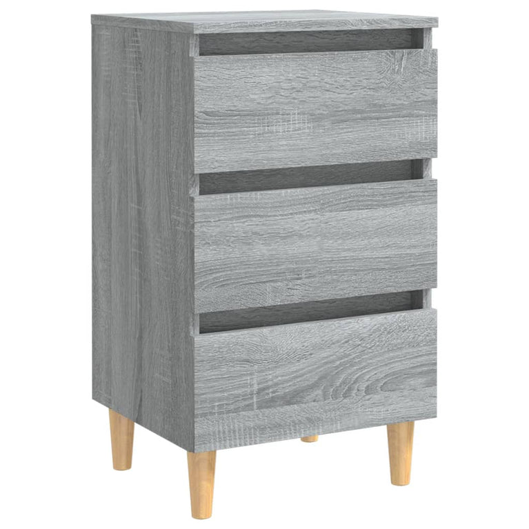 Nachtkastjes 2 st met houten poten 40x35x69 cm grijs sonoma