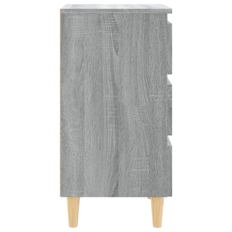 Nachtkastjes 2 st met houten poten 40x35x69 cm grijs sonoma