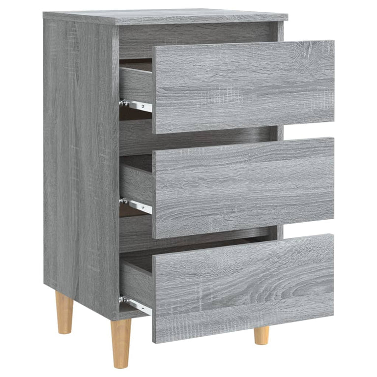 Nachtkastjes 2 st met houten poten 40x35x69 cm grijs sonoma