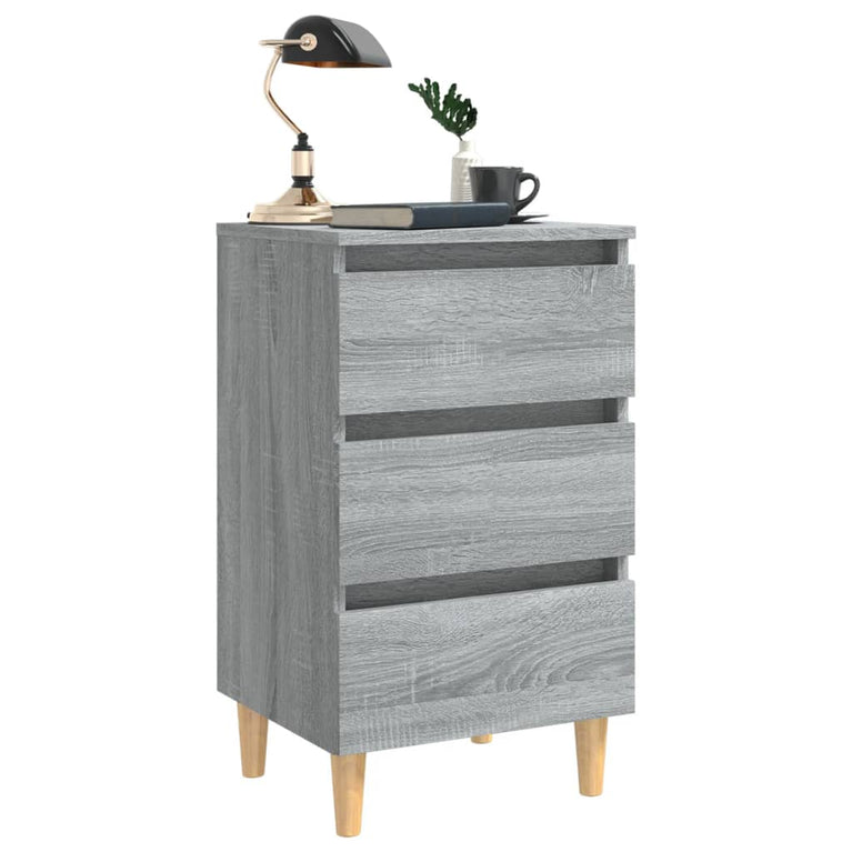Nachtkastjes 2 st met houten poten 40x35x69 cm grijs sonoma