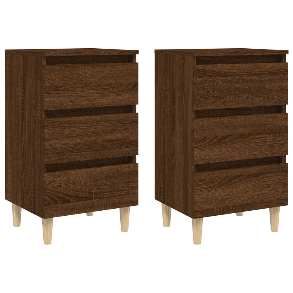 Nachtkastjes 2 st met houten poten 40x35x69 cm bruineikenkleur MeubelReus