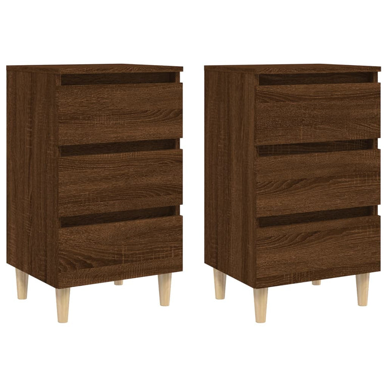 Nachtkastjes 2 st met houten poten 40x35x69 cm bruineikenkleur MeubelReus