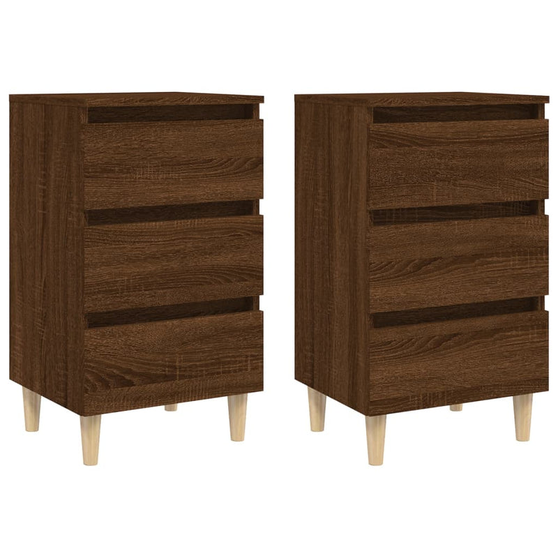 Nachtkastjes 2 st met houten poten 40x35x69 cm bruineikenkleur MeubelReus
