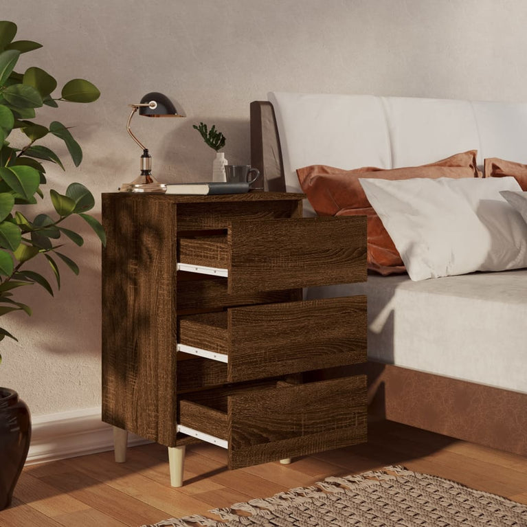 Nachtkastjes 2 st met houten poten 40x35x69 cm bruineikenkleur MeubelReus