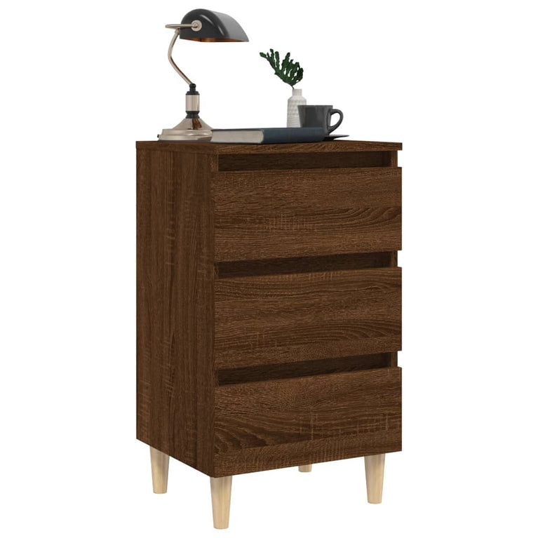Nachtkastjes 2 st met houten poten 40x35x69 cm bruineikenkleur MeubelReus