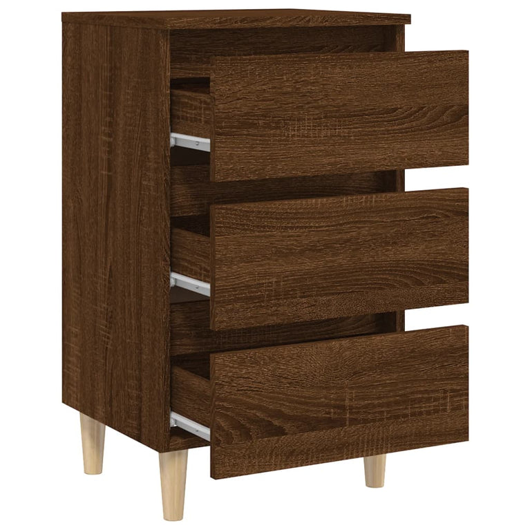 Nachtkastjes 2 st met houten poten 40x35x69 cm bruineikenkleur MeubelReus