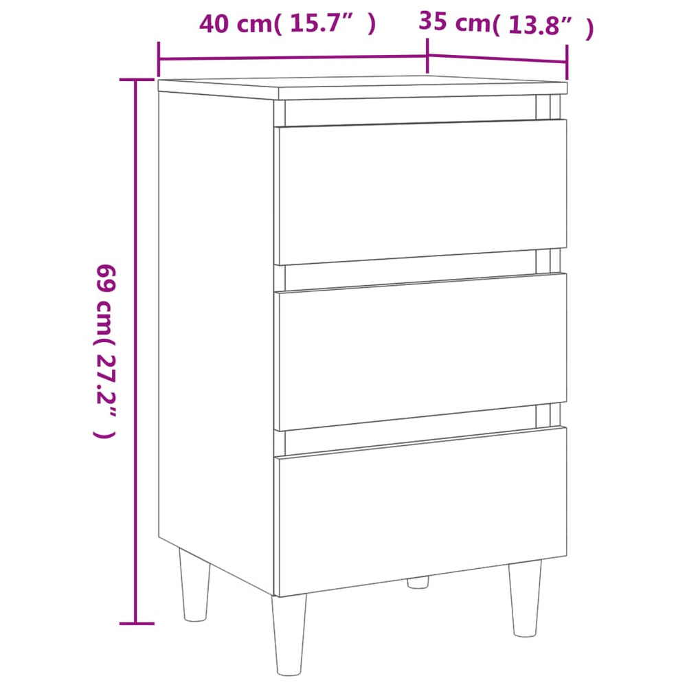 Nachtkastjes 2 st met houten poten 40x35x69 cm bruineikenkleur MeubelReus