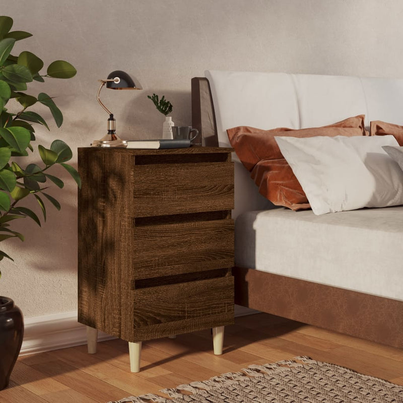 Nachtkastjes 2 st met houten poten 40x35x69 cm bruineikenkleur MeubelReus