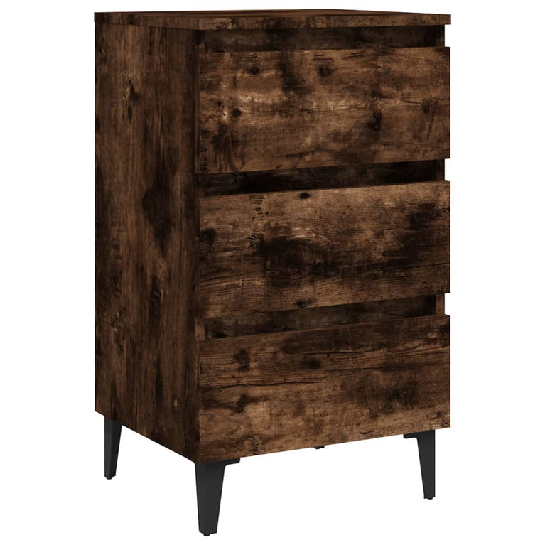Nachtkastje met metalen poten 40x35x69 cm gerookt eikenkleurig MeubelReus