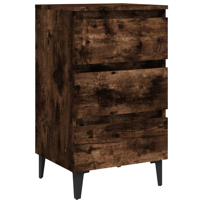 Nachtkastje met metalen poten 40x35x69 cm gerookt eikenkleurig MeubelReus