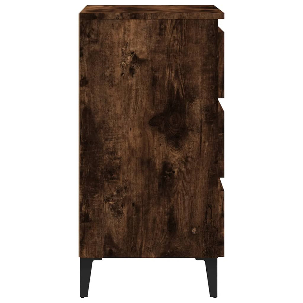 Nachtkastje met metalen poten 40x35x69 cm gerookt eikenkleurig MeubelReus