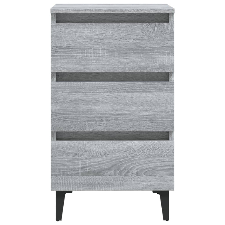 Nachtkastje met metalen poten 40x35x69 cm grijs sonoma eiken