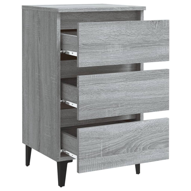 Nachtkastje met metalen poten 40x35x69 cm grijs sonoma eiken
