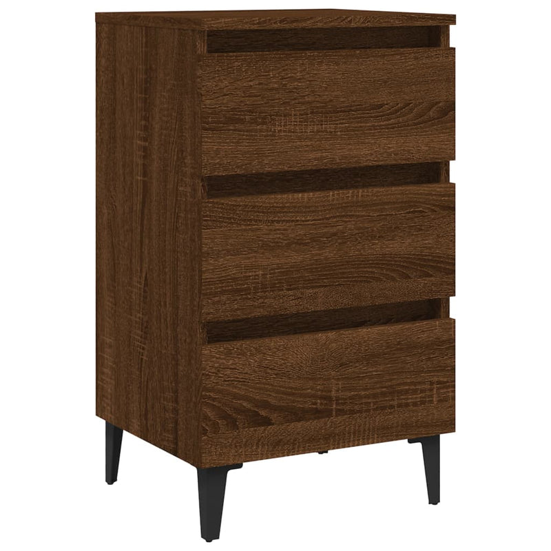 Nachtkastje met metalen poten 40x35x69 cm bruineikenkleurig MeubelReus