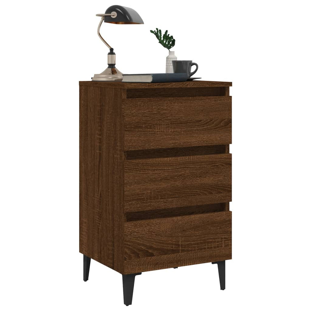 Nachtkastje met metalen poten 40x35x69 cm bruineikenkleurig MeubelReus