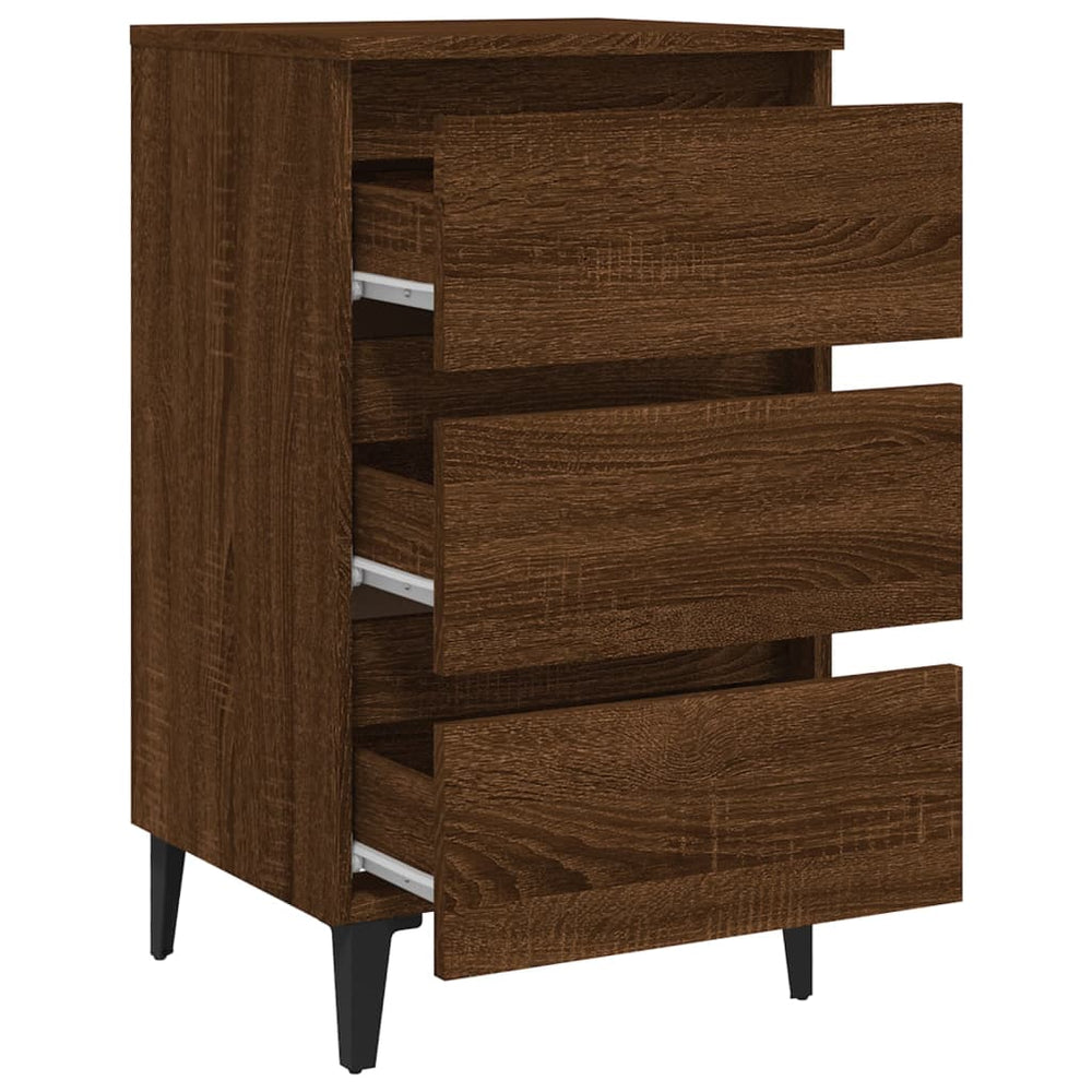 Nachtkastje met metalen poten 40x35x69 cm bruineikenkleurig MeubelReus