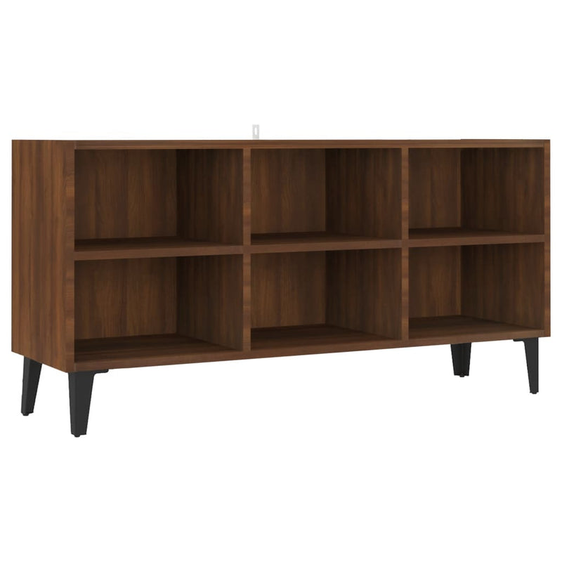 Tv-meubel met metalen poten 103,5x30x50 cm bruineikenkleurig