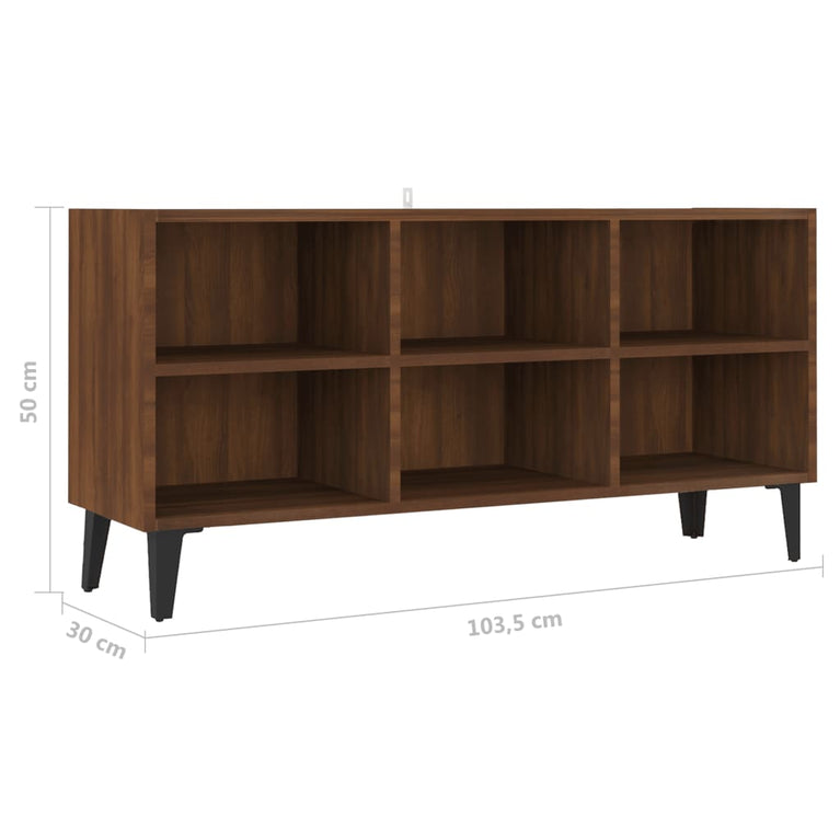 Tv-meubel met metalen poten 103,5x30x50 cm bruineikenkleurig