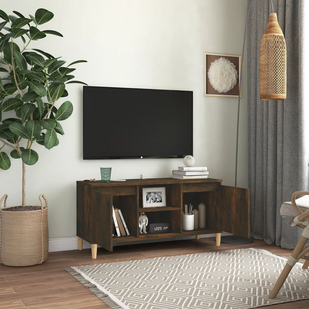 Tv-meubel met houten poten 103,5x35x50 cm gerookt eikenkleurig MeubelReus
