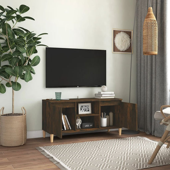 Tv-meubel met houten poten 103,5x35x50 cm gerookt eikenkleurig MeubelReus
