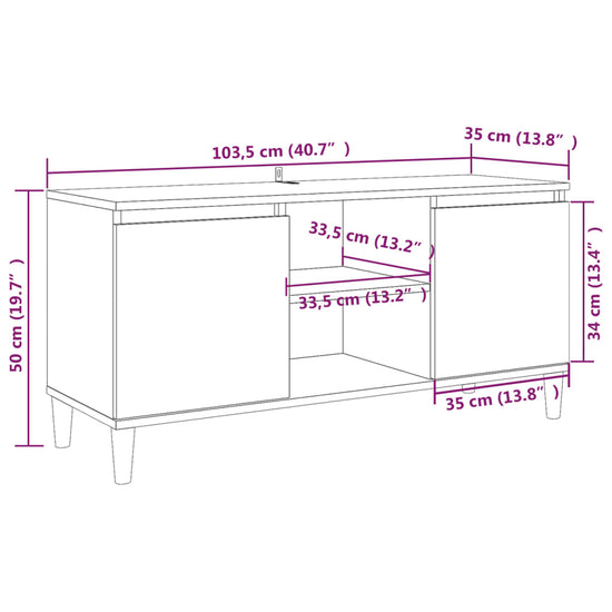 Tv-meubel met houten poten 103,5x35x50 cm gerookt eikenkleurig MeubelReus