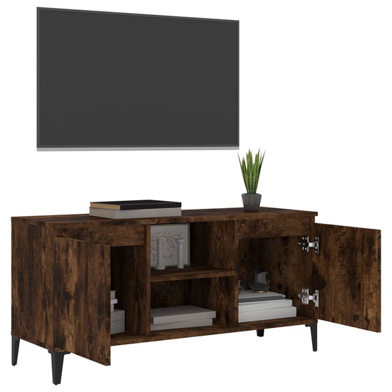 Tv-meubel met metalen poten 103,5x35x50 cm gerookt eikenkleurig MeubelReus