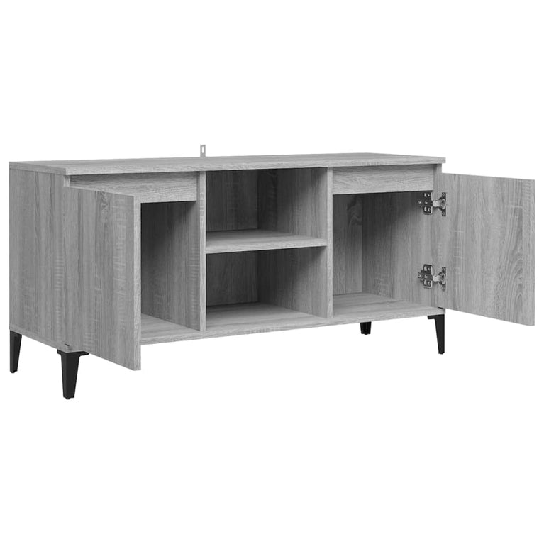 Tv-meubel met metalen poten 103,5x35x50 cm grijs sonoma eiken
