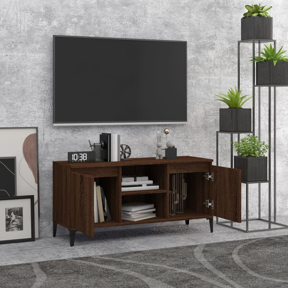 Tv-meubel met metalen poten 103,5x35x50 cm bruineikenkleurig MeubelReus