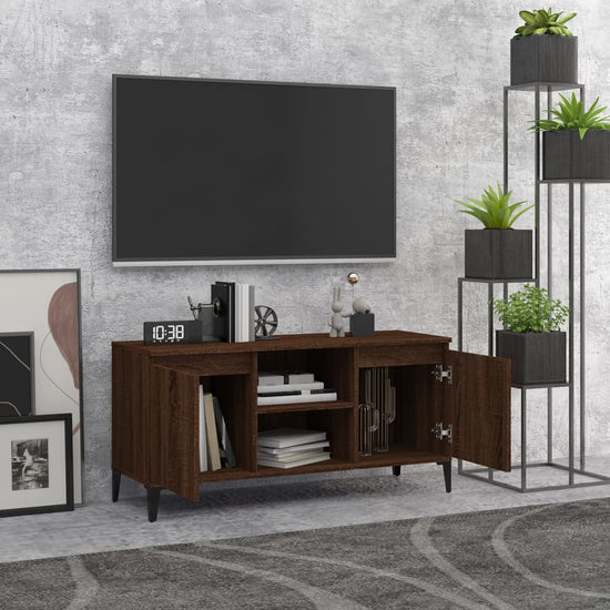 Tv-meubel met metalen poten 103,5x35x50 cm bruineikenkleurig MeubelReus