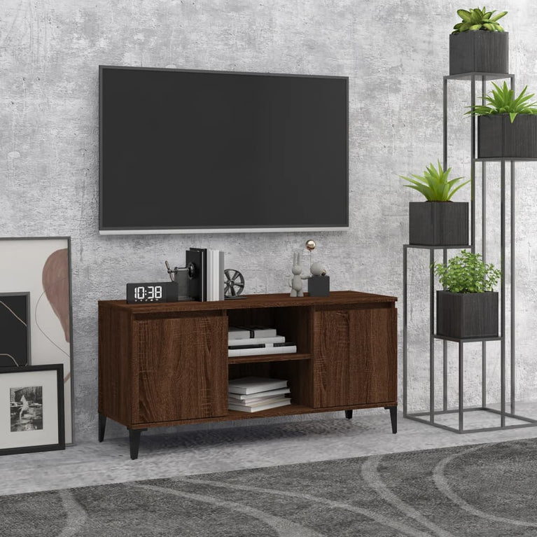 Tv-meubel met metalen poten 103,5x35x50 cm bruineikenkleurig MeubelReus