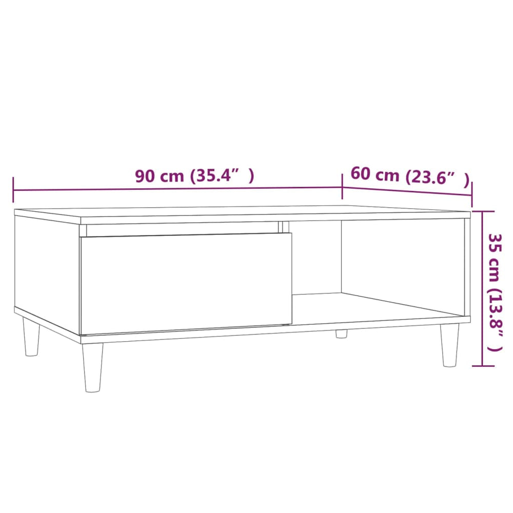 Salontafel 90x60x35 cm spaanplaat gerookt eikenkleurig MeubelReus