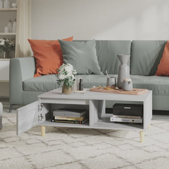 Salontafel 90x60x35 cm bewerkt hout grijs sonoma eikenkleurig MeubelReus