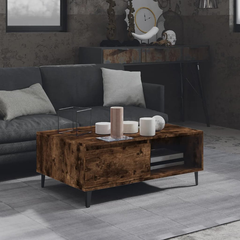 Salontafel 90x60x35 cm spaanplaat gerookt eikenkleurig MeubelReus