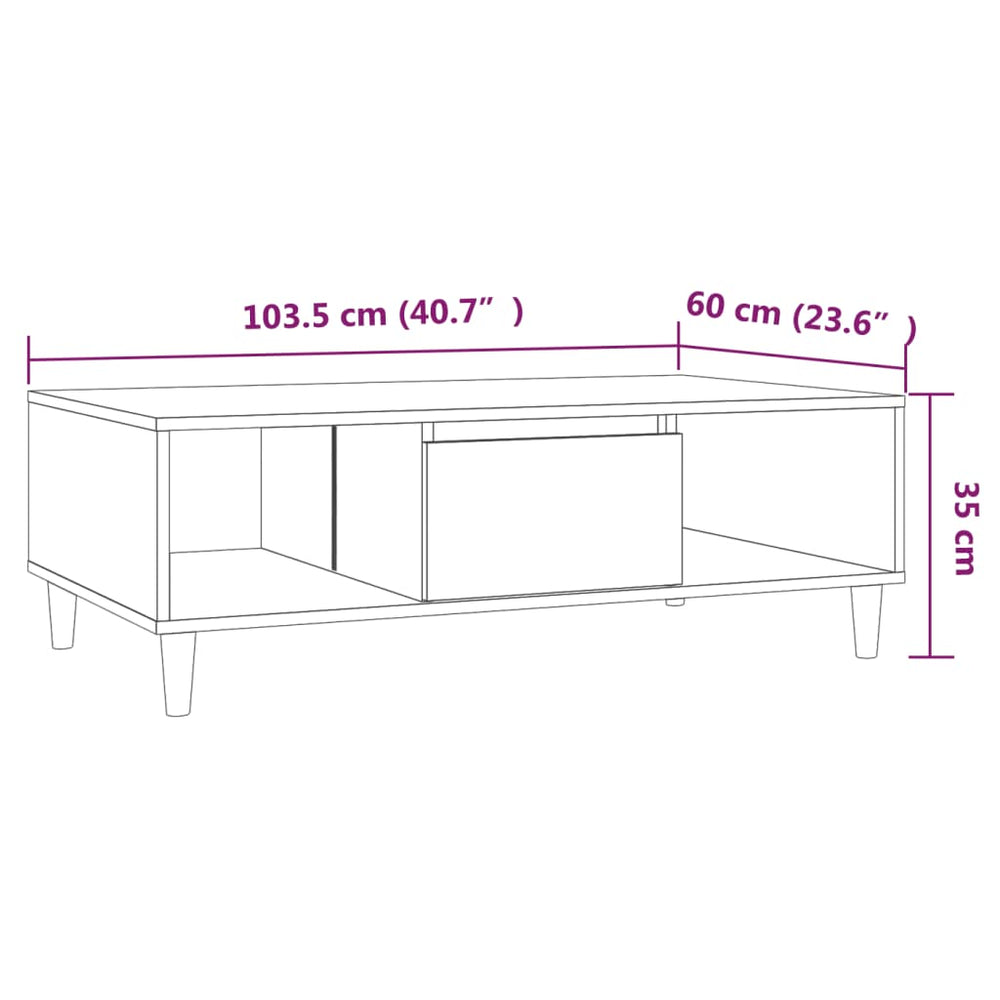 Salontafel 103,5x60x35 cm spaanplaat gerookt eikenkleurig MeubelReus