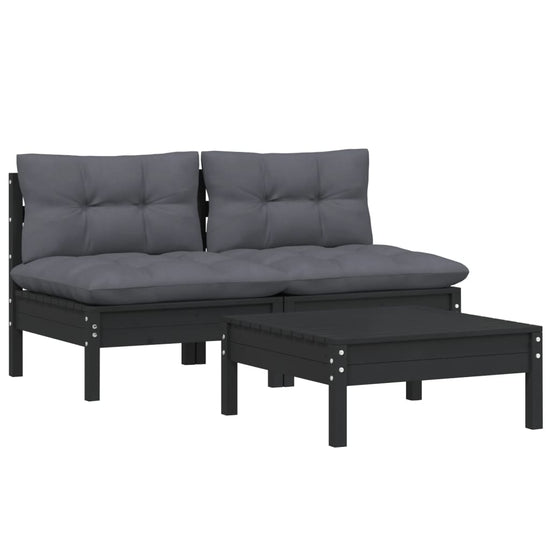 3-delige Loungeset met antracietkleurige kussens grenenhout MeubelReus