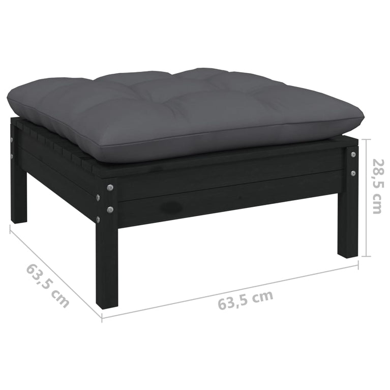 3-delige Loungeset met antracietkleurige kussens grenenhout MeubelReus