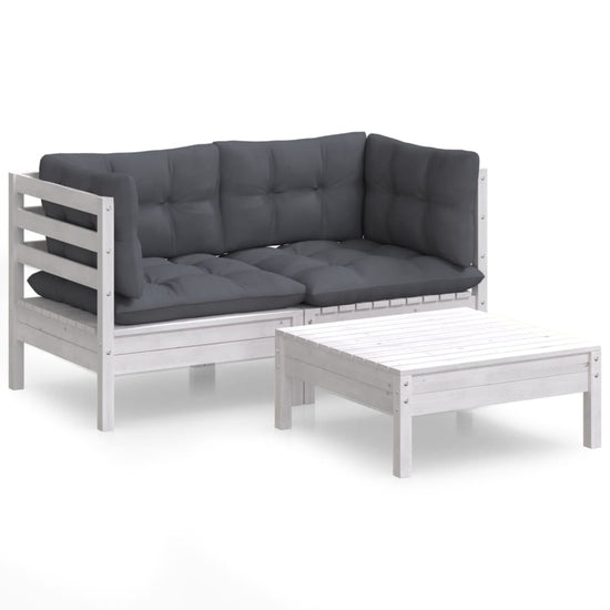 3-delige Loungeset met antracietkleurige kussens grenenhout MeubelReus