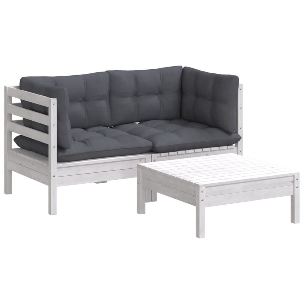3-delige Loungeset met antracietkleurige kussens grenenhout MeubelReus