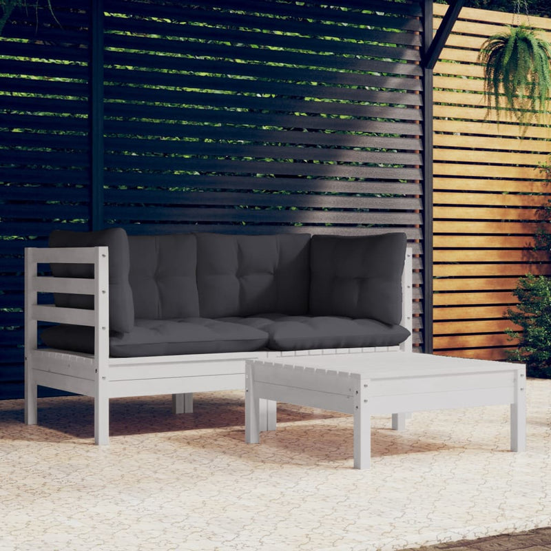 3-delige Loungeset met antracietkleurige kussens grenenhout MeubelReus
