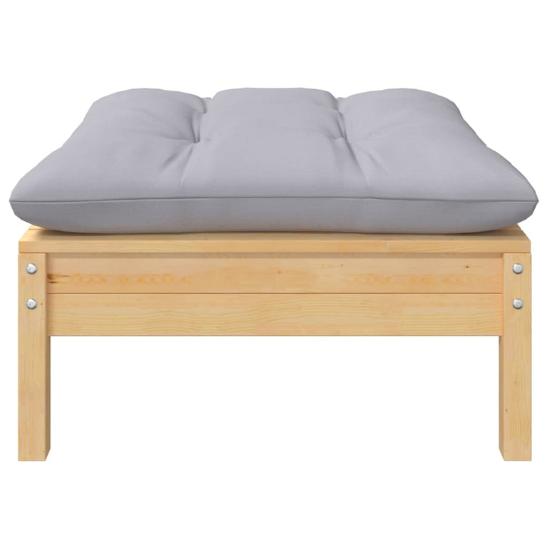 9-delige Loungeset met grijze kussens grenenhout