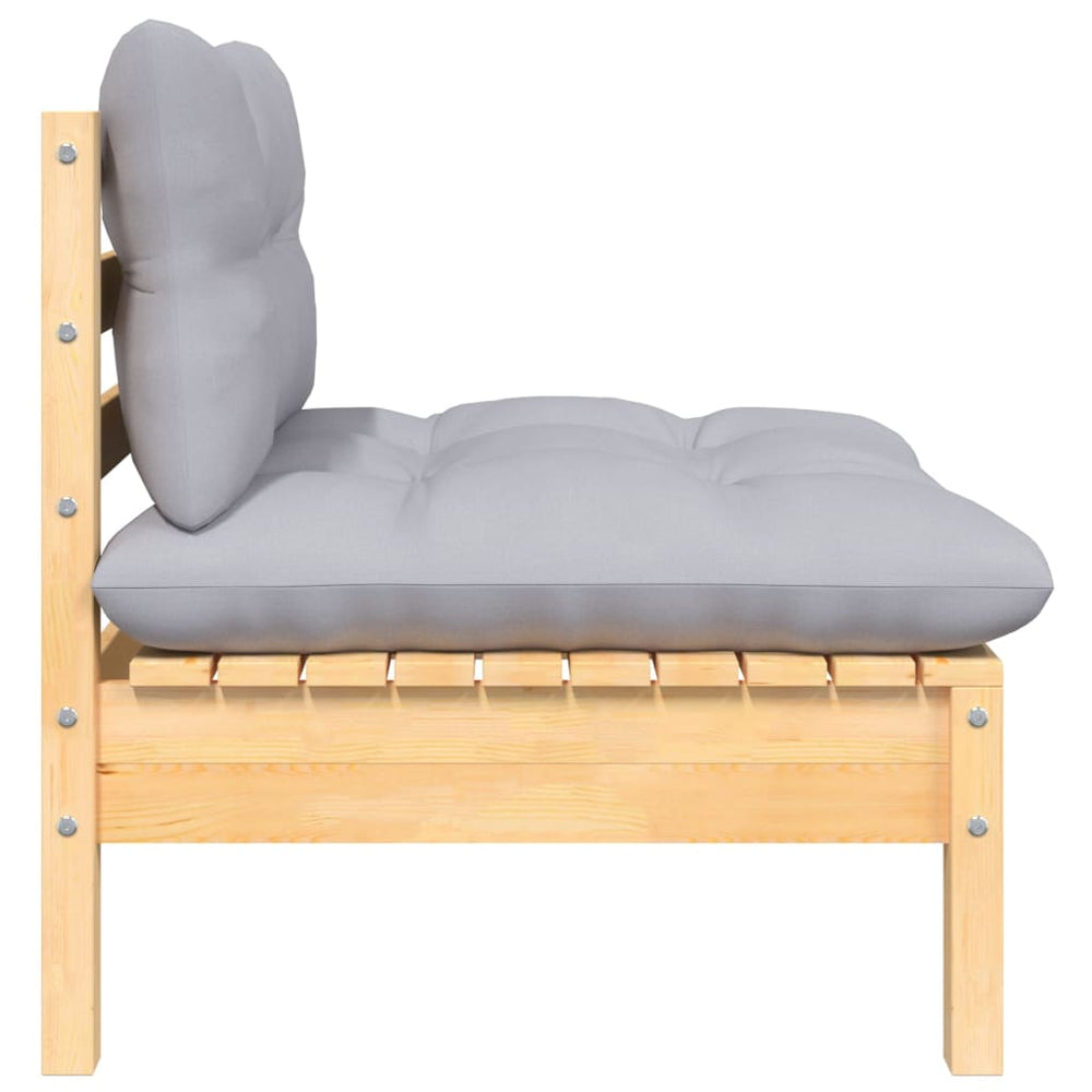 7-delige Loungeset met grijze kussens grenenhout MeubelReus