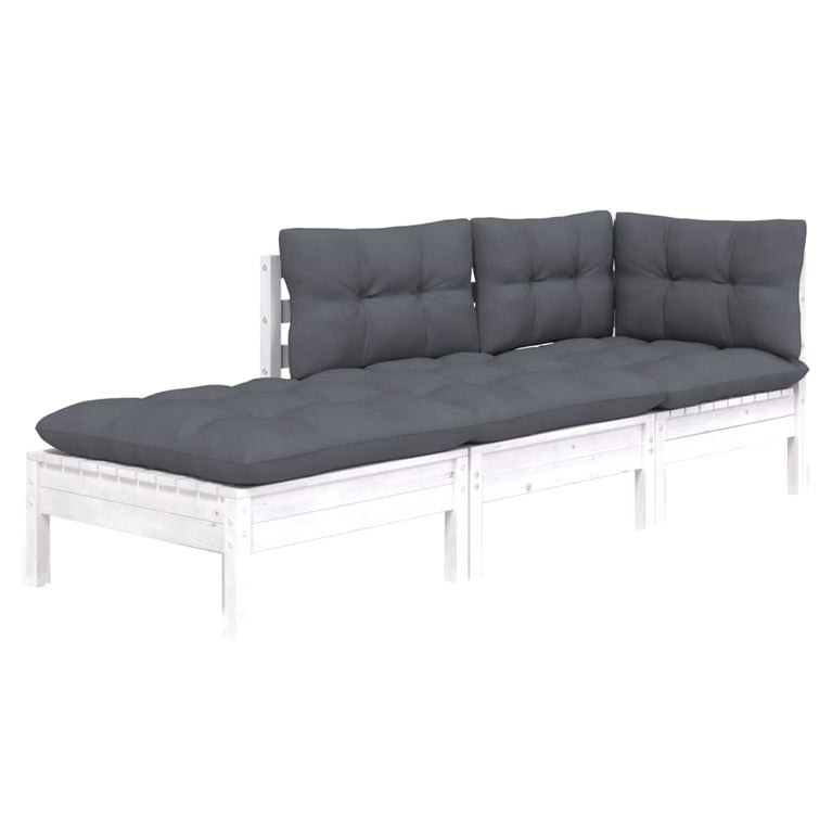 3-delige Loungeset met kussens massief grenenhout