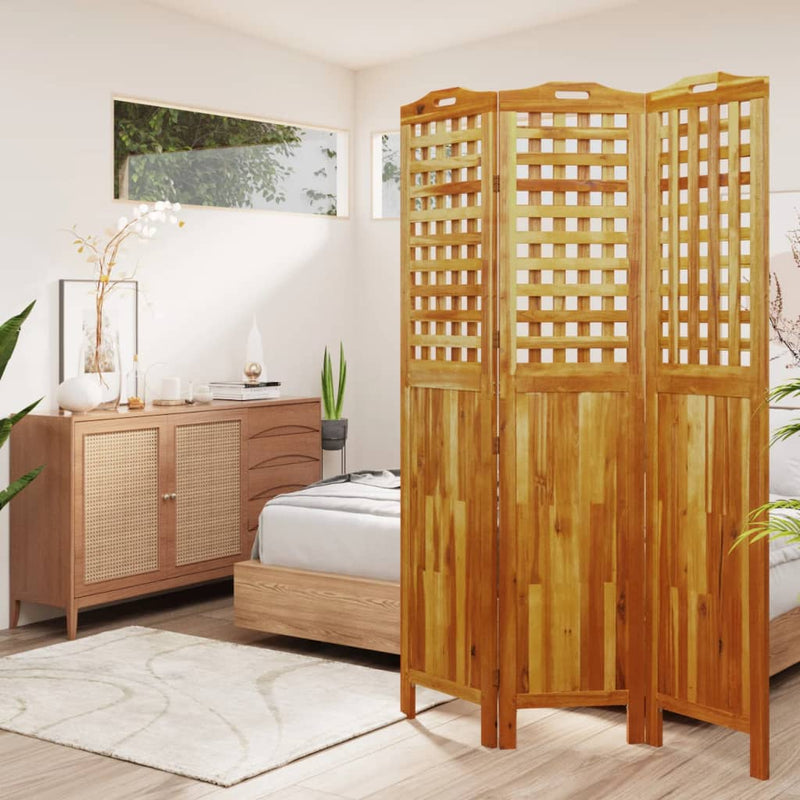 Kamerscherm met 3 panelen 121,5x2x180 cm massief acaciahout MeubelReus