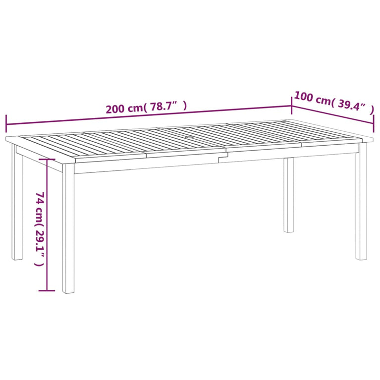 Tuintafel 200x100x74 cm massief acaciahout MeubelReus