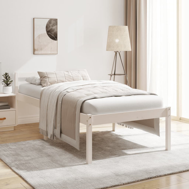 Seniorenbed massief grenenhout wit 75x190 cm Small Single