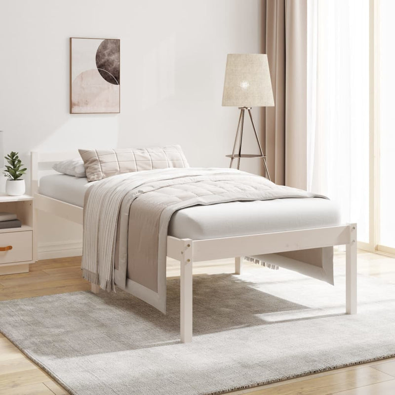 Seniorenbed massief grenenhout wit 90x190 cm Small Single