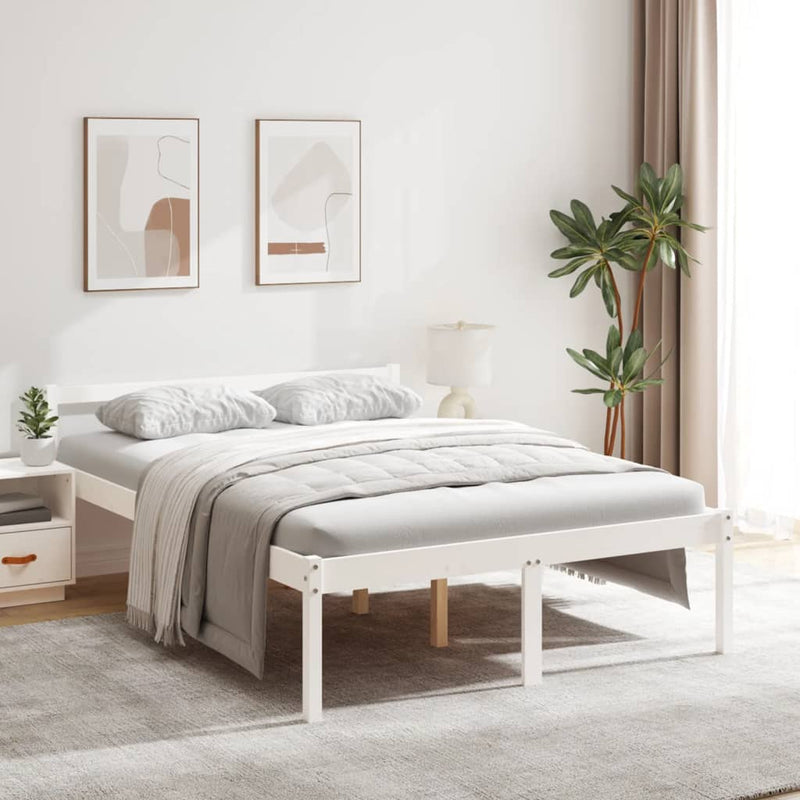 Seniorenbed massief grenenhout wit 120x190 cm Small Double
