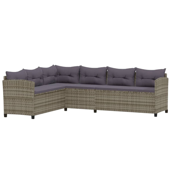 3-delige Loungeset met kussens poly rattan grijs MeubelReus
