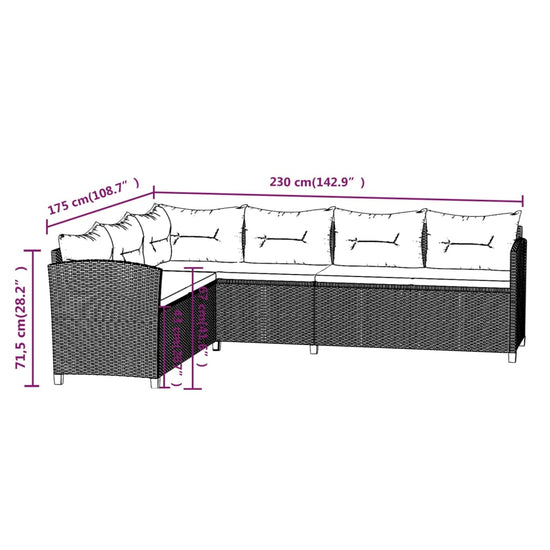 3-delige Loungeset met kussens poly rattan grijs MeubelReus
